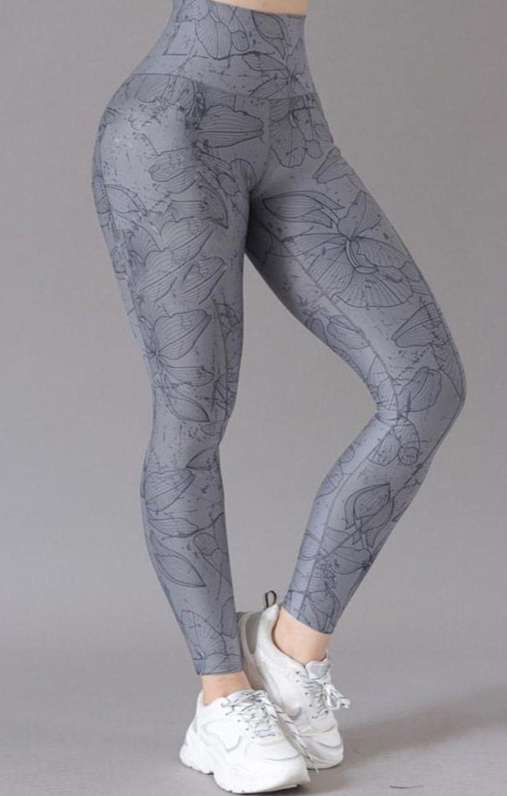 Leggins Gris Floral